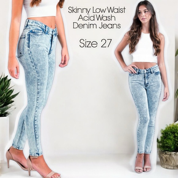 H&M Denim - H&M &Denim Skinny Low Waist Acid Wash Denim Jeans